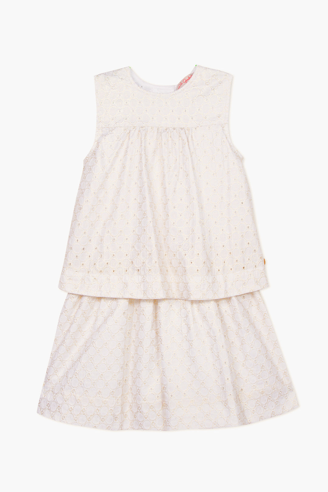 Lili Gaufrette Layered Gold Eyelet Girls Dress