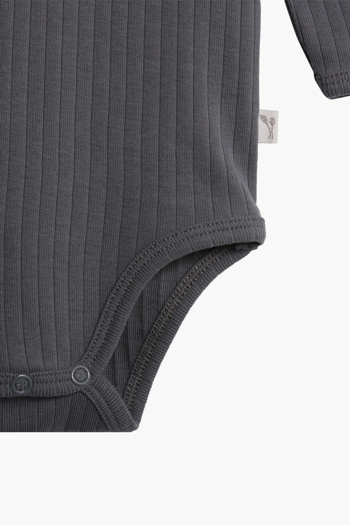 Wheat Edgeband Baby Boy Onesie - Grey