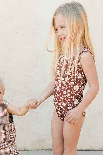 Kids Model Rylee + Cru Millie Girls Swimsuit - Redwood