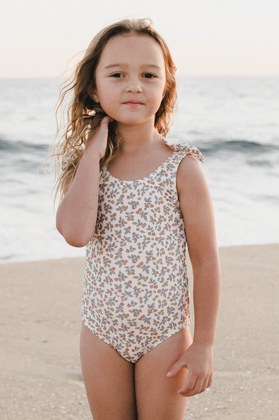 Rylee + Cru Millie Girls Tie Swimsuit - Summer Bloom – Mini Ruby