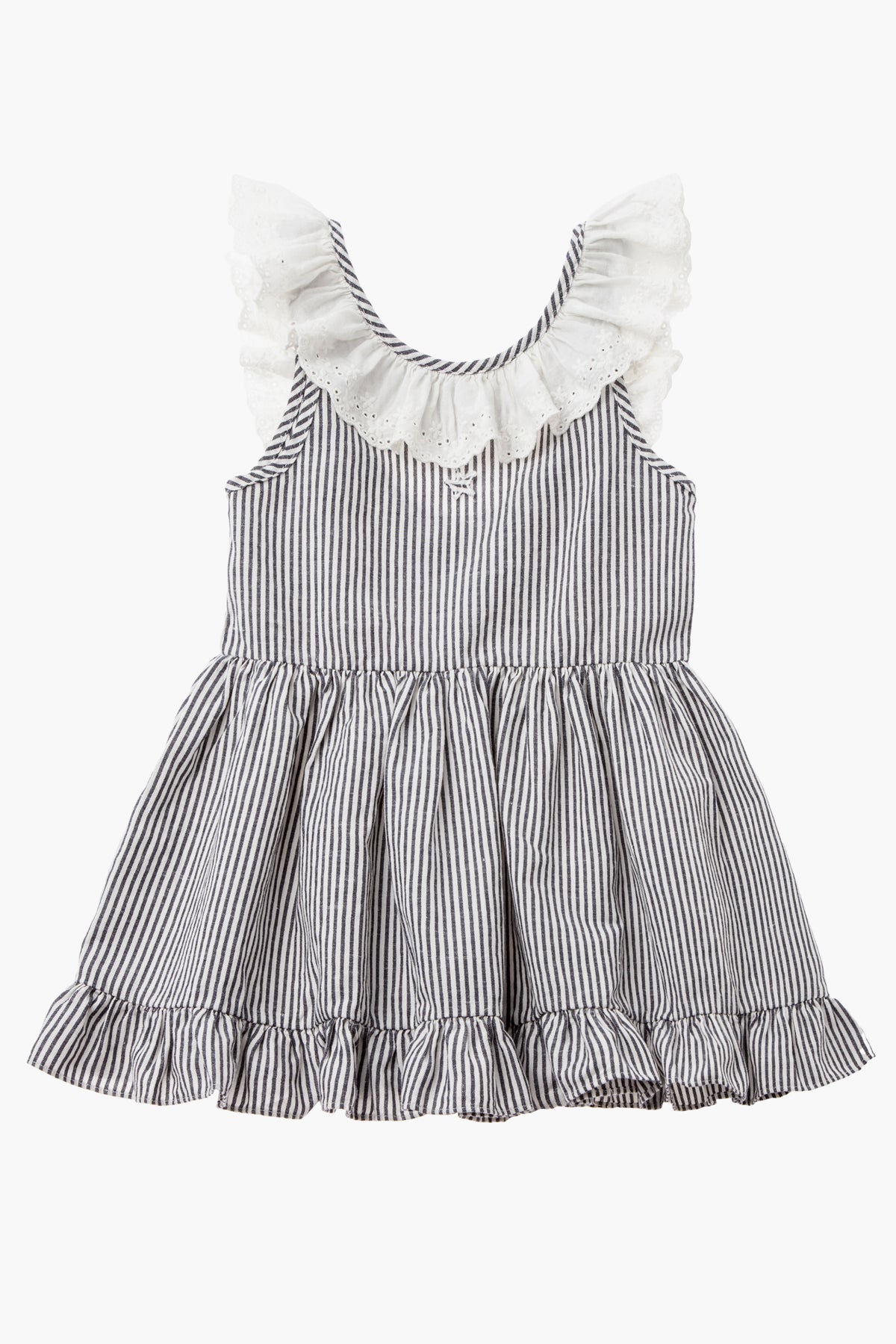 Tocoto Vintage Mini Striped Girls Dress - Navy – Mini Ruby