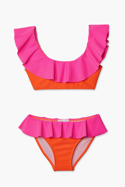 Girls Swimsuit Stella Cove Neon Pink and Orange 