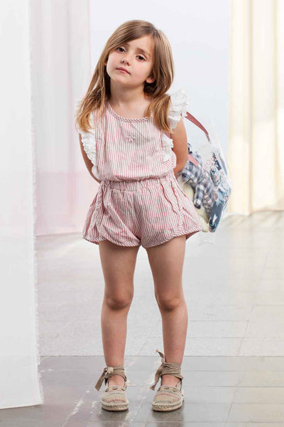 Tocoto Vintage Pink Striped Girls Shorts Romper