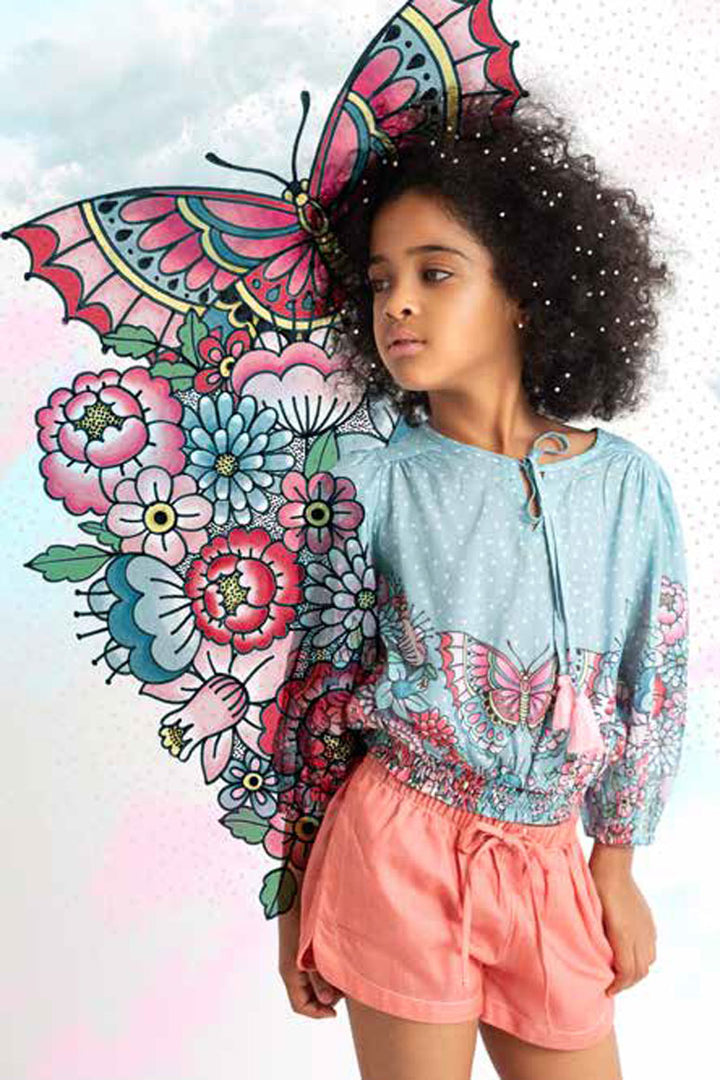 Paper Wings Pink Chambray Shorts