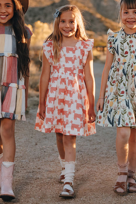 Pink Chicken Girls Elsie Dress - Poodle Party - 10Y Pink Chicken Girls Elsie Dress - Poodle Party - 10Y