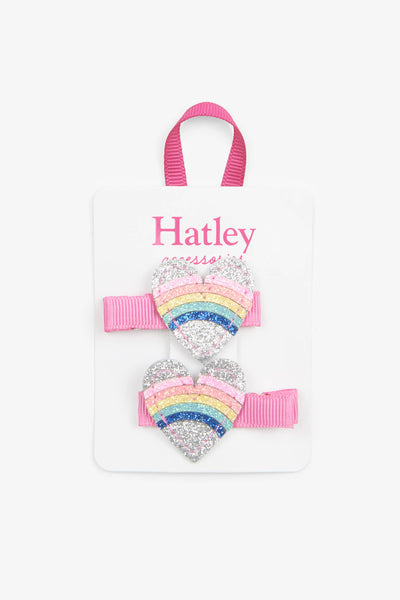 Hatley Rainbow Hearts Glitter Hair Clips