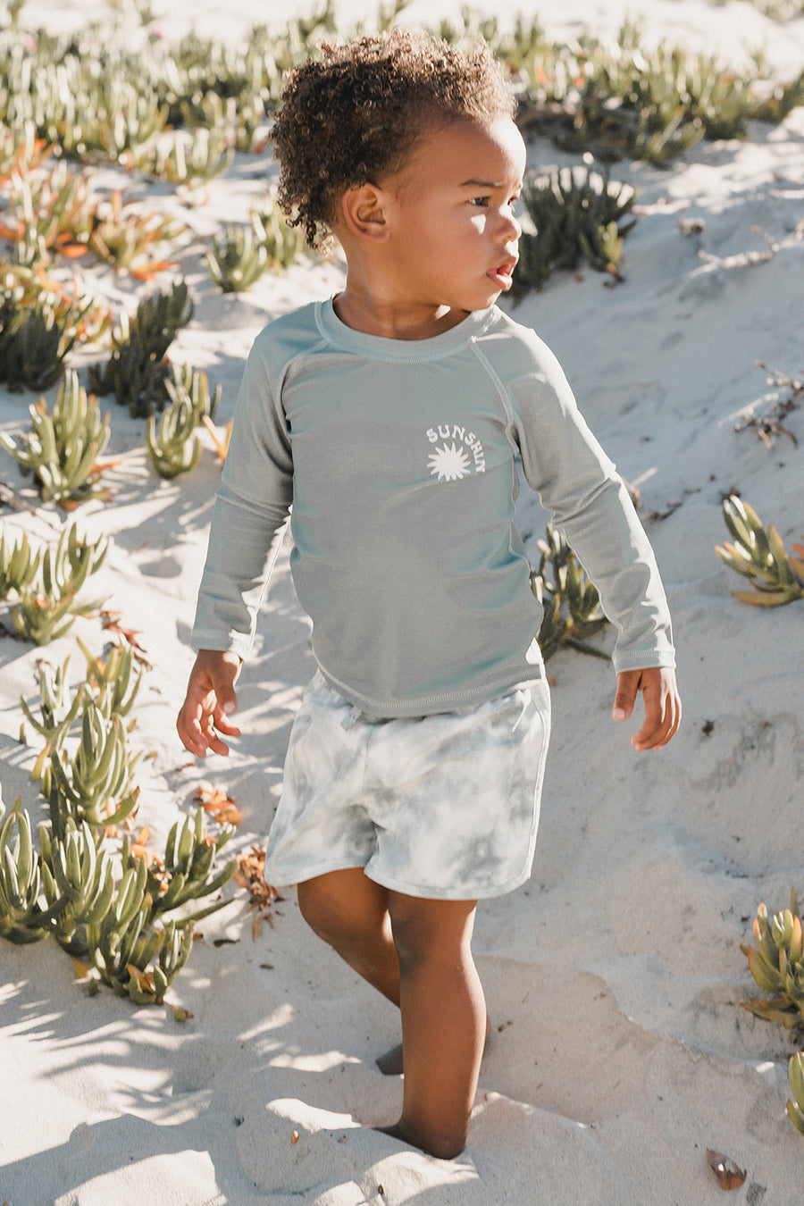 Kids Model Rylee + Cru Kids Rashguard - Aqua