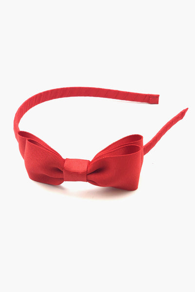 Classic Bow Girls Headband - Red