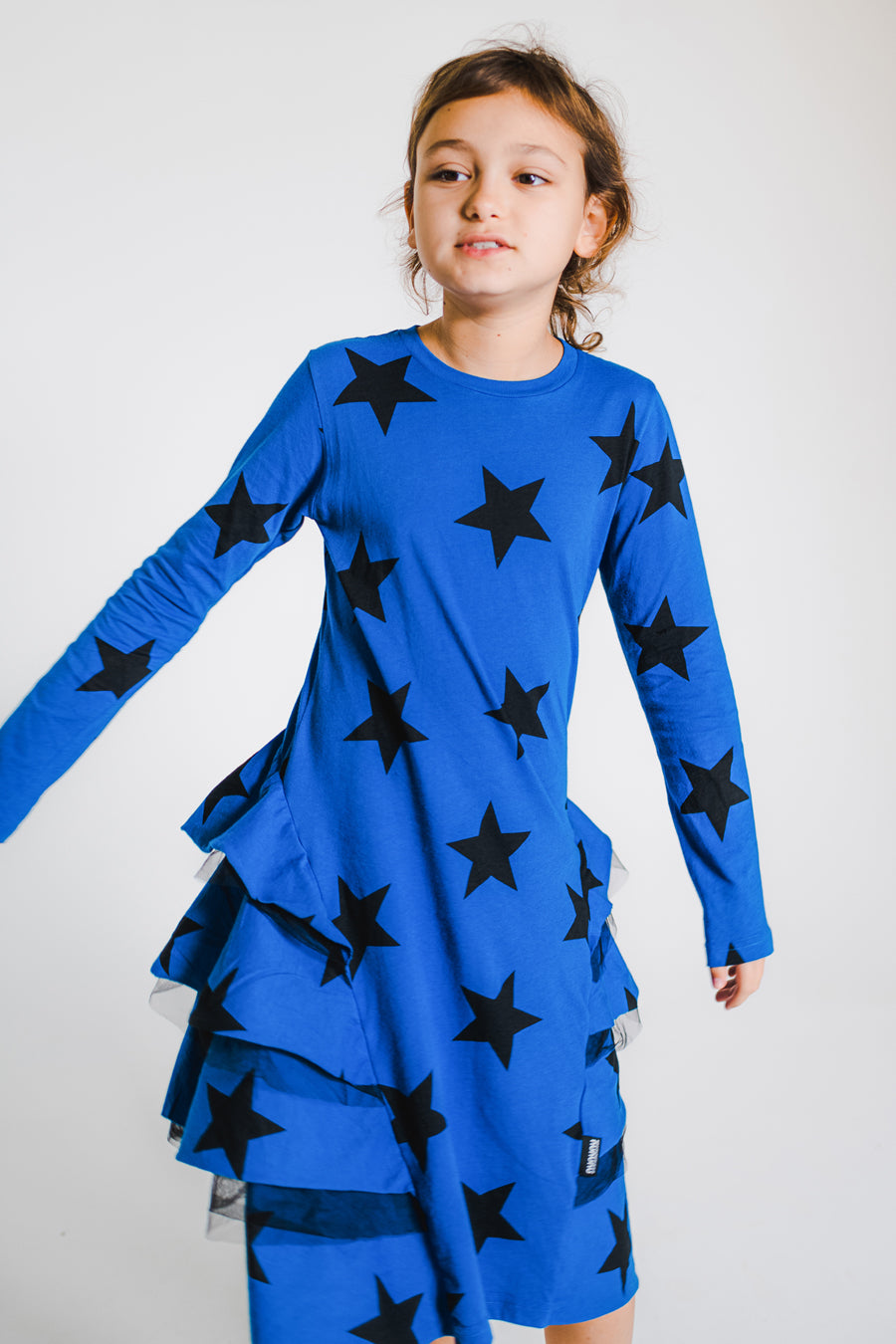 NUNUNU Star Layered Dress 12 14Y Blue Unisex