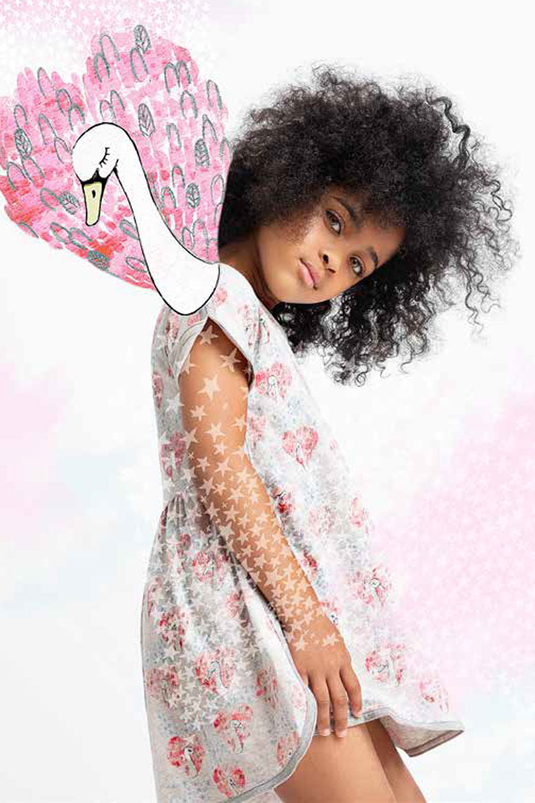 Paper Wings Heart Swan Tunic Top