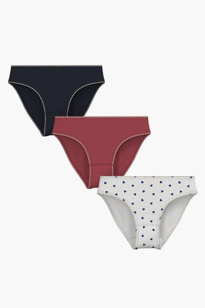 Girls Underwear Petit Bateau 3-Pack Heart Theme Underwear