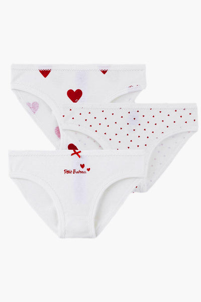 Petit Bateau Girls Underwear 3-Pack Hearts