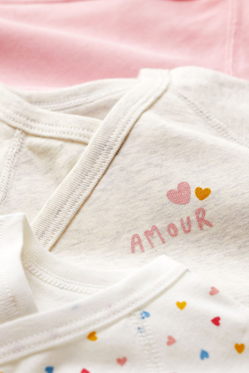 Baby Onesie Petit Bateau 3-Pack Kimono Long-Sleeve - Tiny Hearts