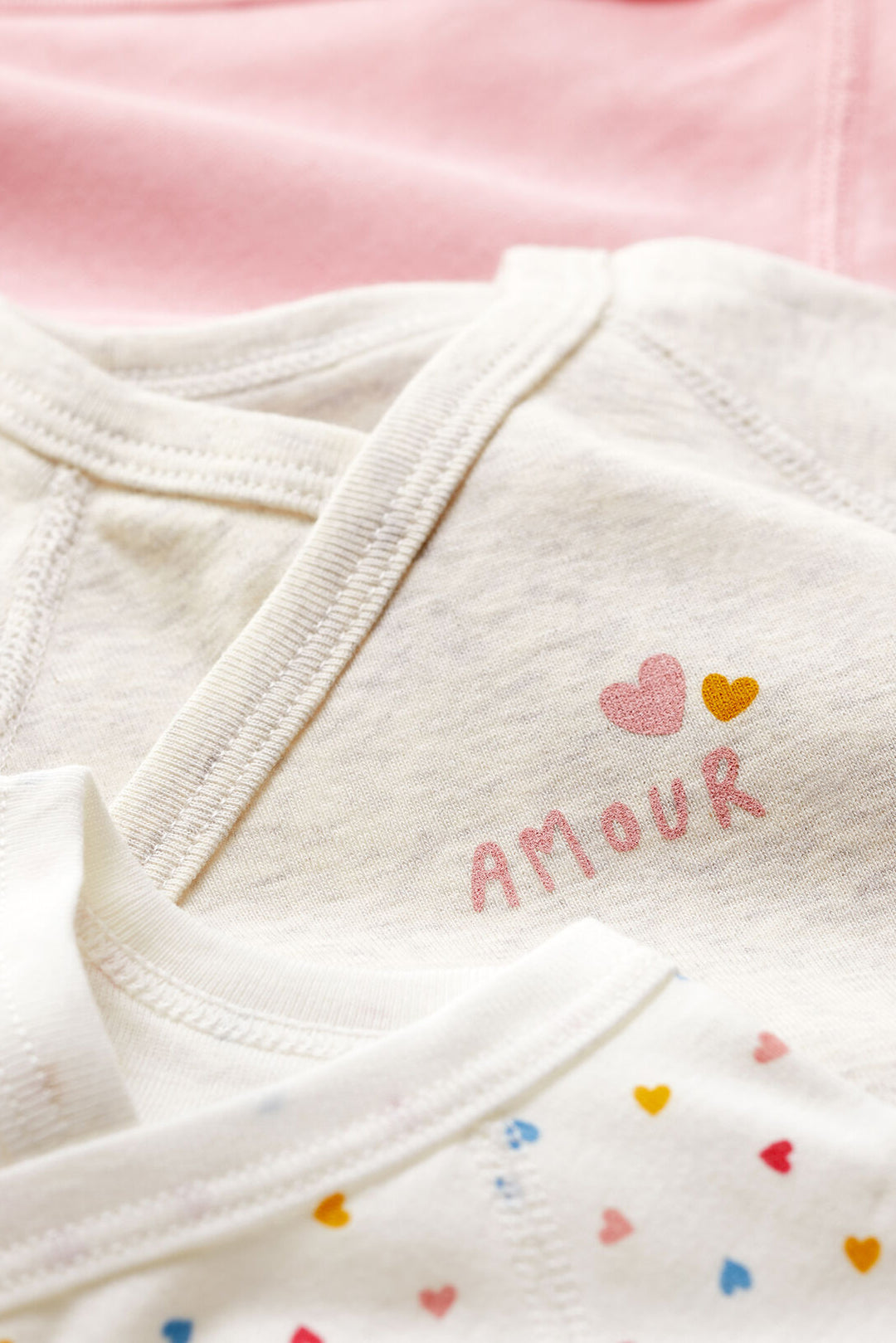 Baby Onesie Petit Bateau 3-Pack Kimono Long-Sleeve - Tiny Hearts