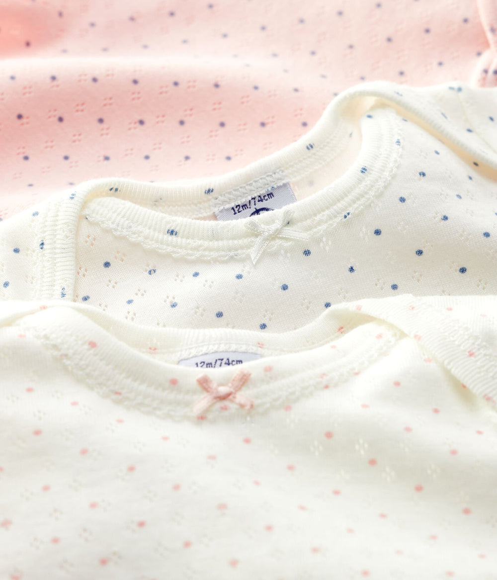 Petit Bateau 3-Pack Long-Sleeve Baby Onesies - Pink