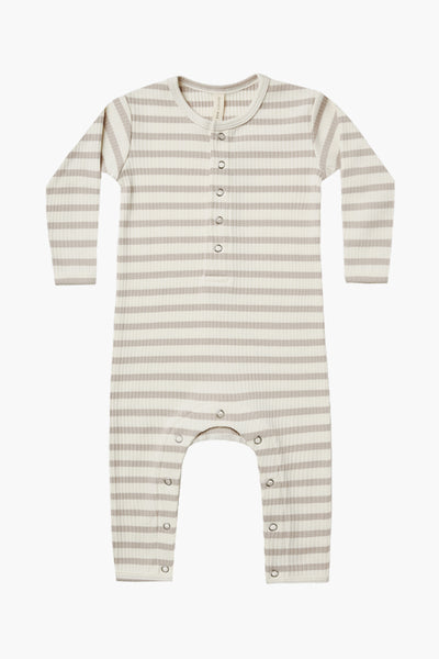 Quincy Mae Baby Ribbed Jumpsuit - Ash Stripe