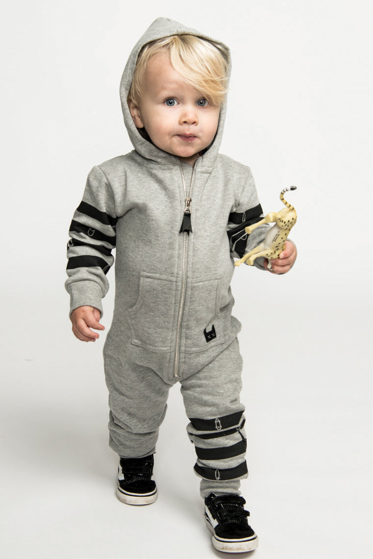Munster Kids Cruz All In One Baby Boys Jumpsuit - Grey Marle