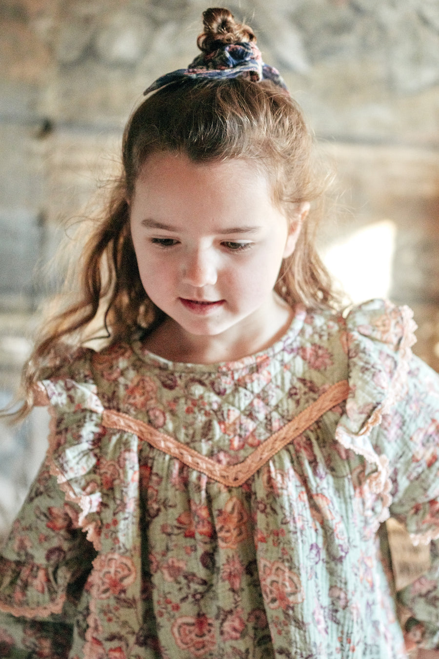 Girls Dress Louise Misha Lara Khaki Tropical Loon – Mini Ruby