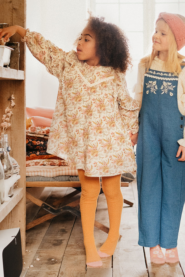 Louise Misha Lara Girls Dress - Cream French Flowers