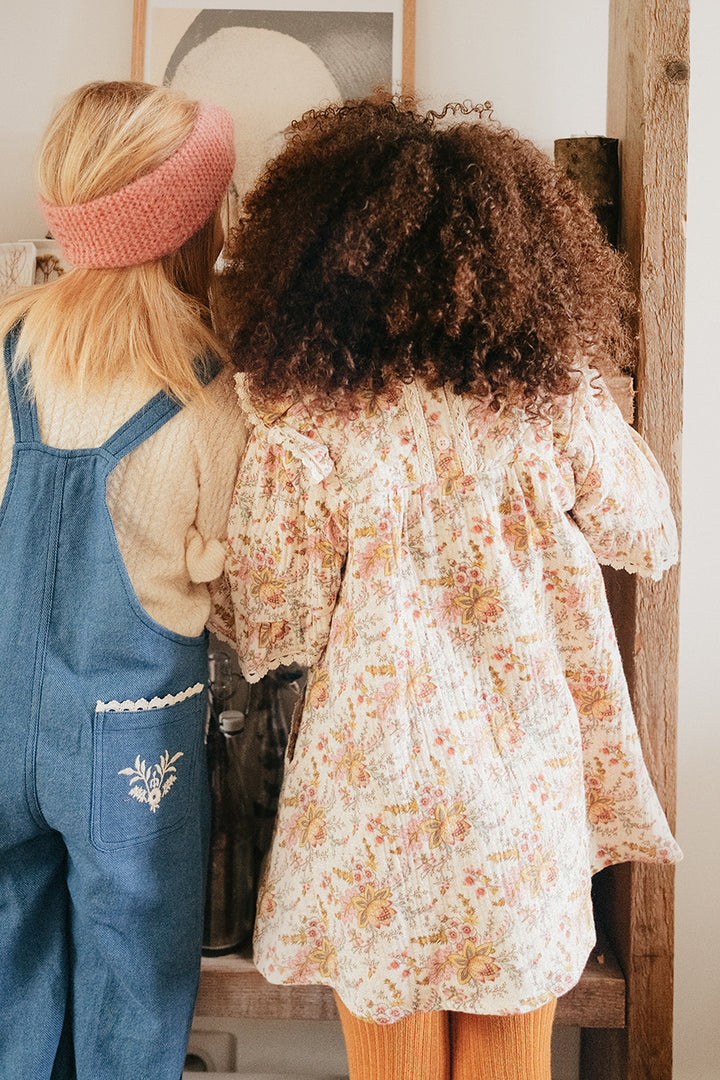 Louise Misha Lara Girls Dress - Cream French Flowers