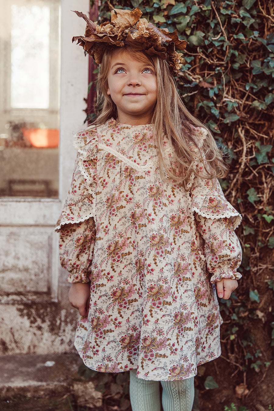 Girls Dress Louise Misha Lara Cream – Mini Ruby