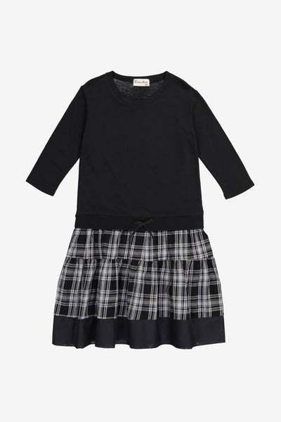Vierra Rose Mona Sweatshirt Combo Dress - Black Plaid