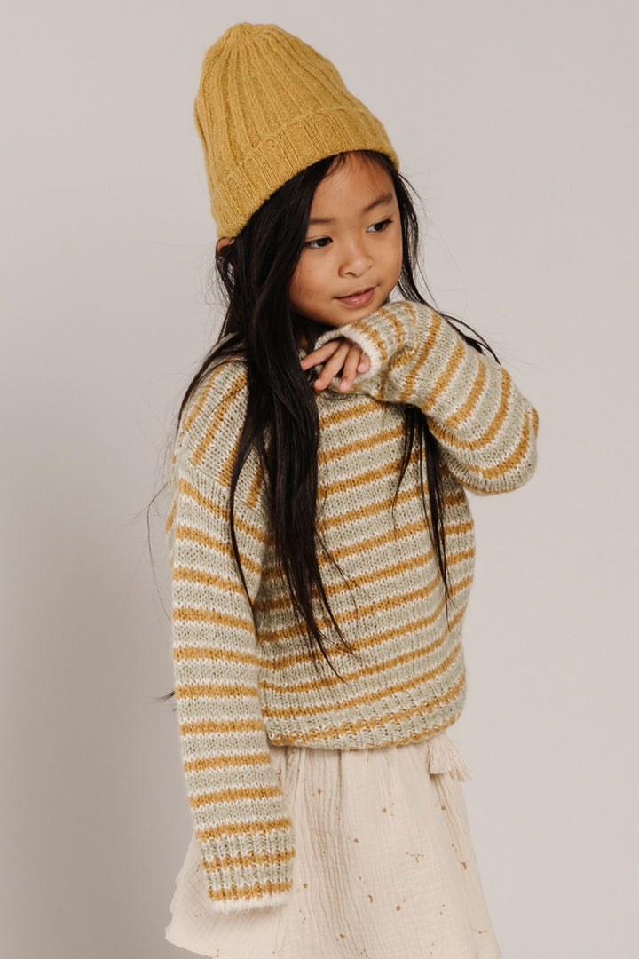 Rylee + Cru Aspen Kids Sweater - Agave Gold Stripe