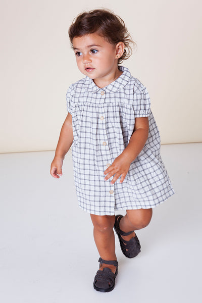 Baby Girl Dress Tocoto Vintage Baby Check Set Off White