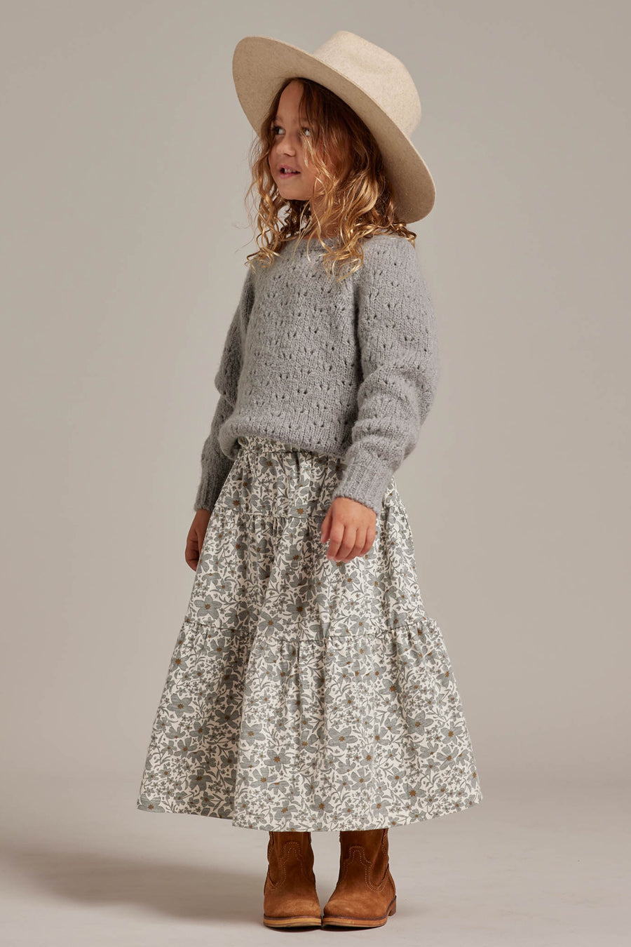 Girls Sweater Rylee + Cru Balloon Dusty Blue
