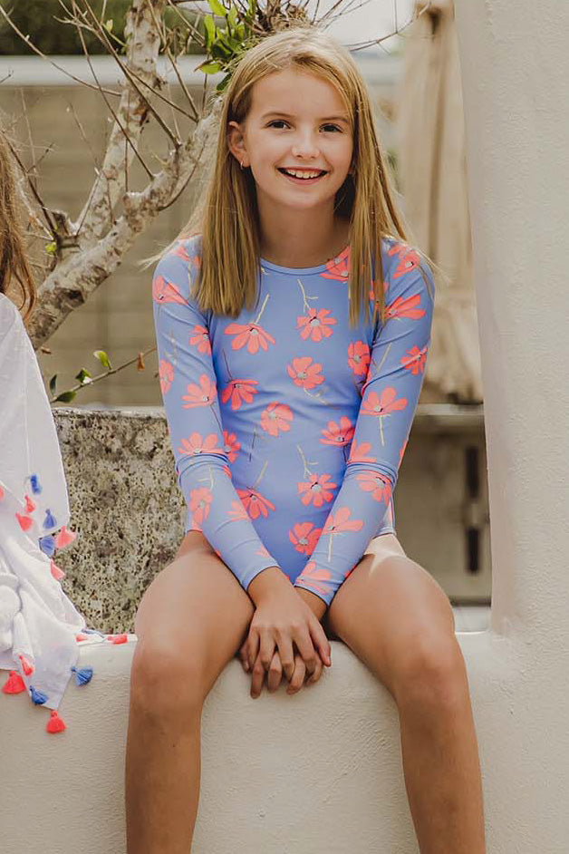 Girls Swim Snapper Rock Beach Bloom Keyhole Surf Suit Mini Ruby