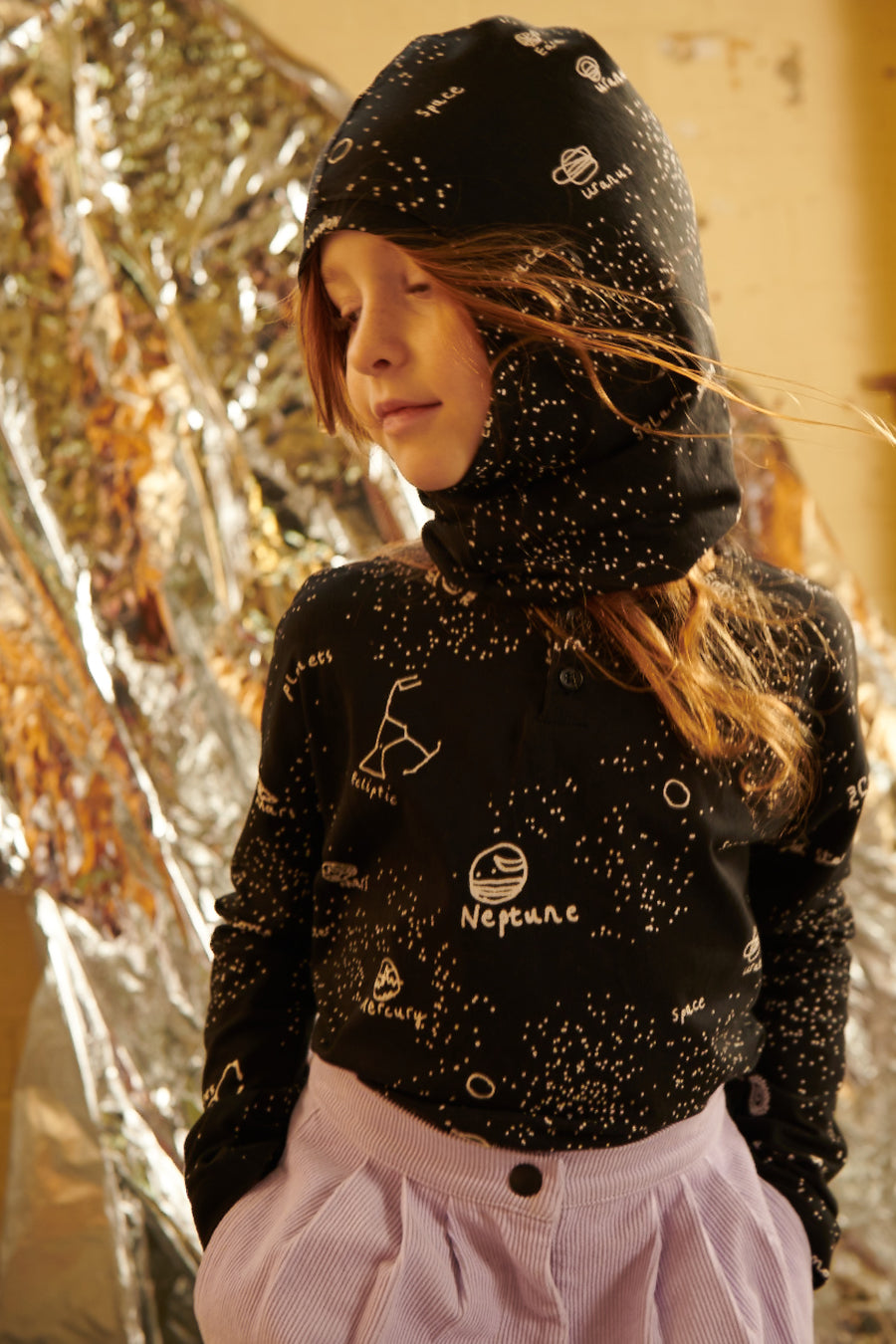 Beau Loves Black Galaxy Button Kids T-Shirt