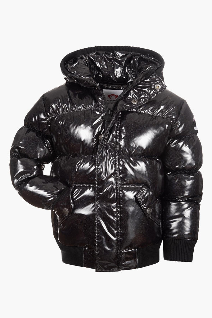Appaman Black Glitter Puffy Baby Girls Coat Size 6 12M left Mini