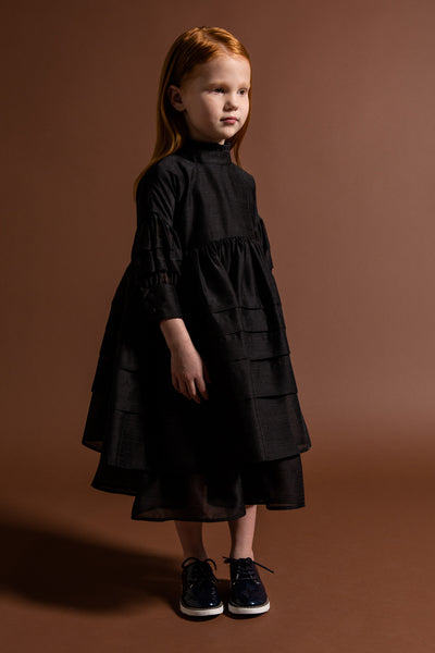 OMAMImini Layered Voile Girls Dress - Black – Mini Ruby