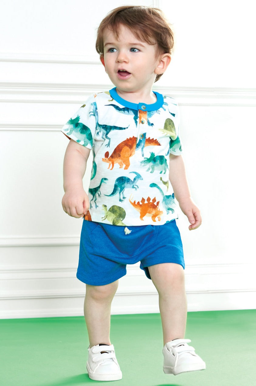 Hatley Blue Melange Baby Kanga Pocket Shorts