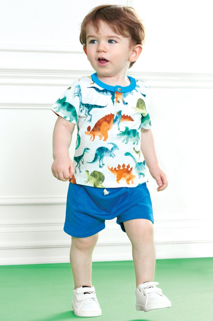 Hatley Blue Melange Baby Kanga Pocket Shorts
