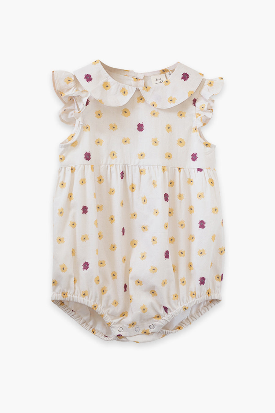 Baby Girl Rompers Beet World Bubble Yellow Daisies zoom