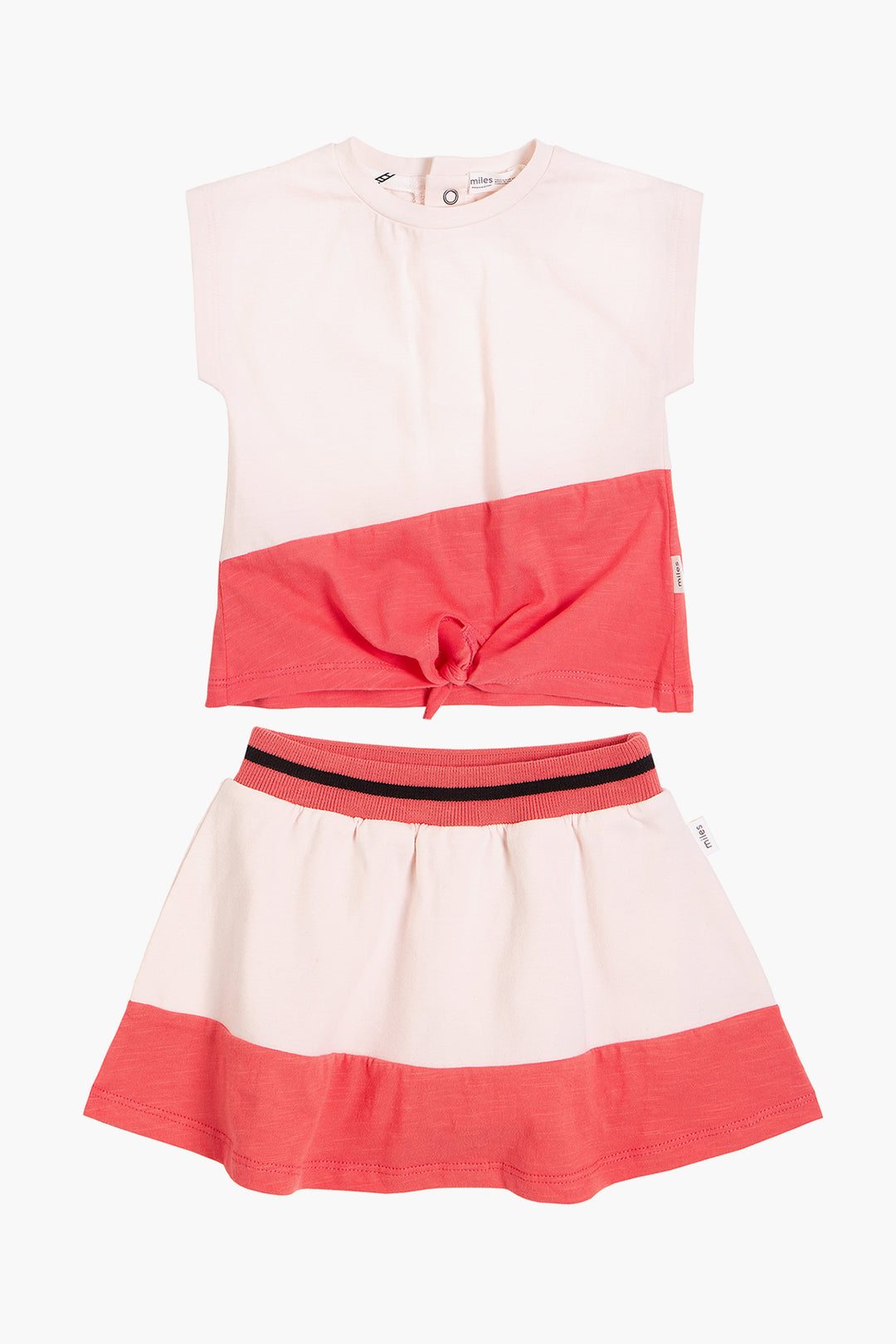Miles Baby Colorblock Tie-Front Girls Shirt
