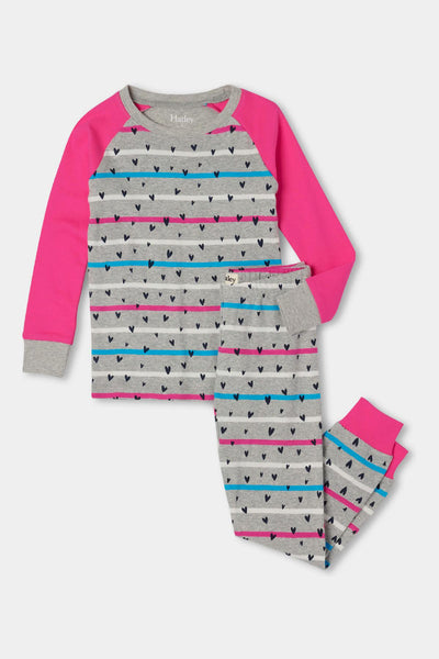 Girls Pajamas Hatley Confetti Hearts Organic Cotton Raglan 