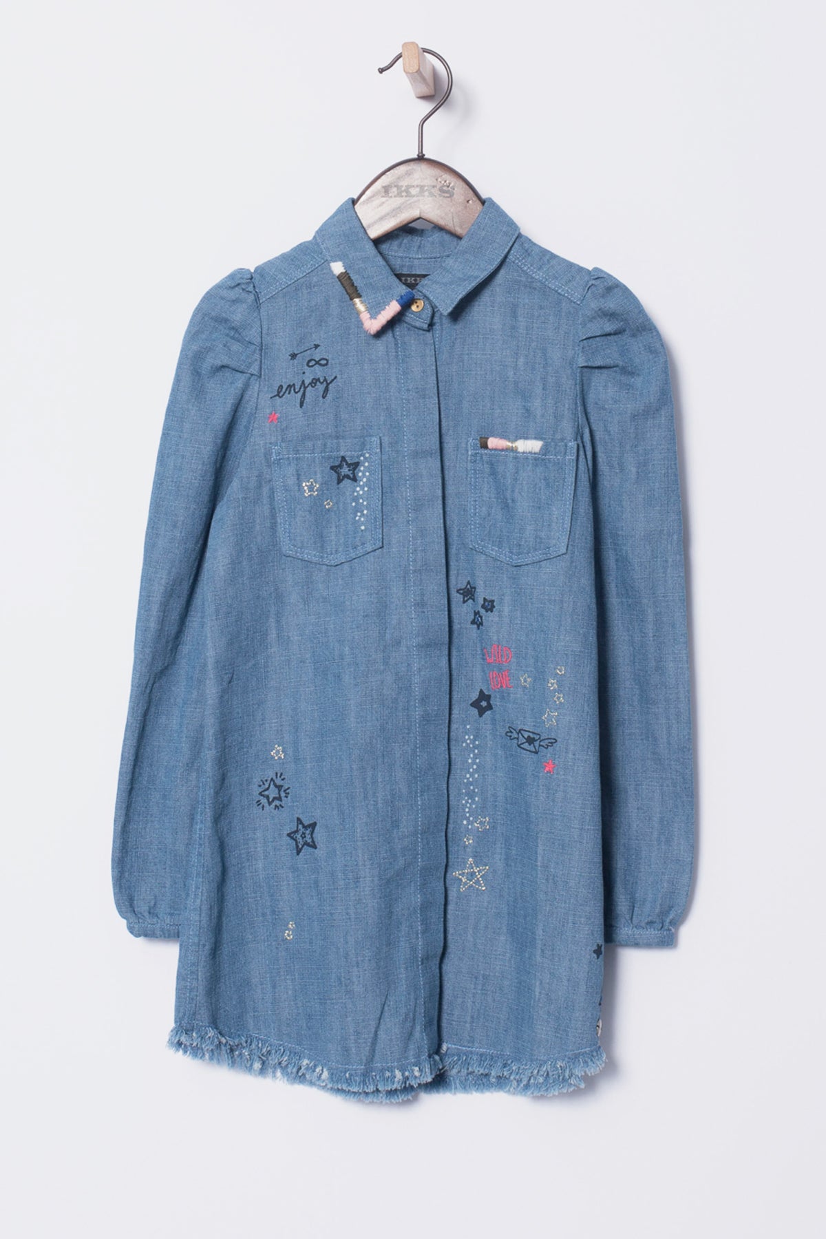 ikks denim dress Acid wash denim shirt dress - Summer Blue - IKKS - Sweet price Women's clothing/Dresses