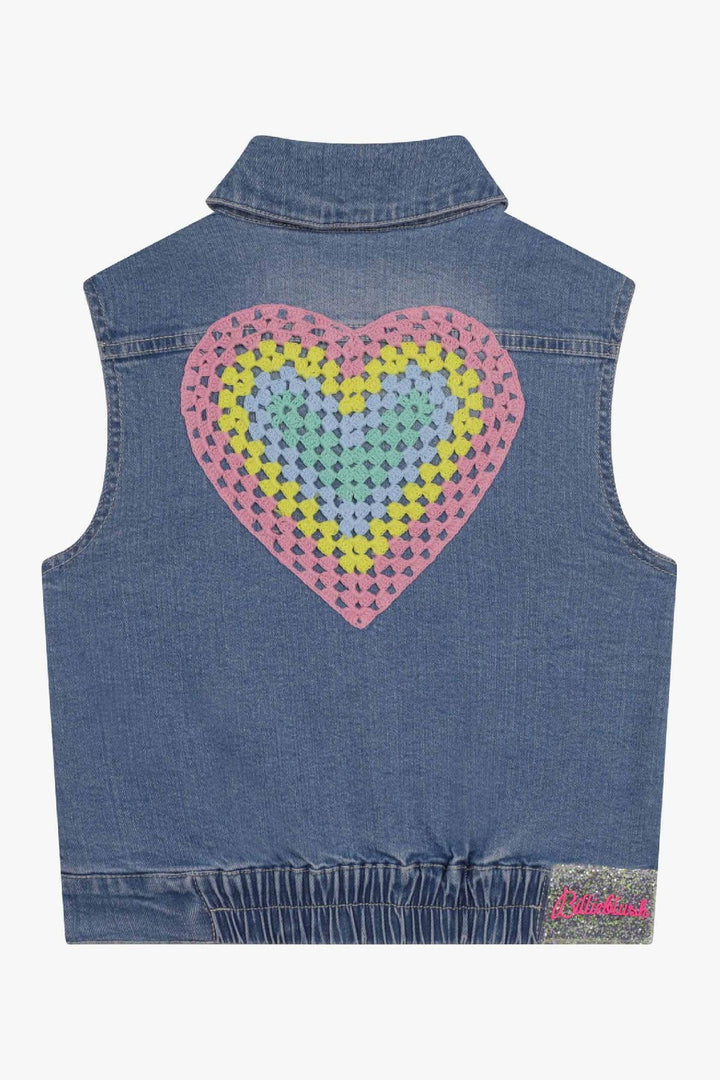 Girls Vest Billieblush Denim Heart Vest