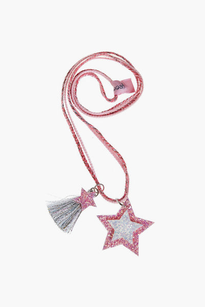 Ooahooah Double Glitter Star Tassel Girls Necklace