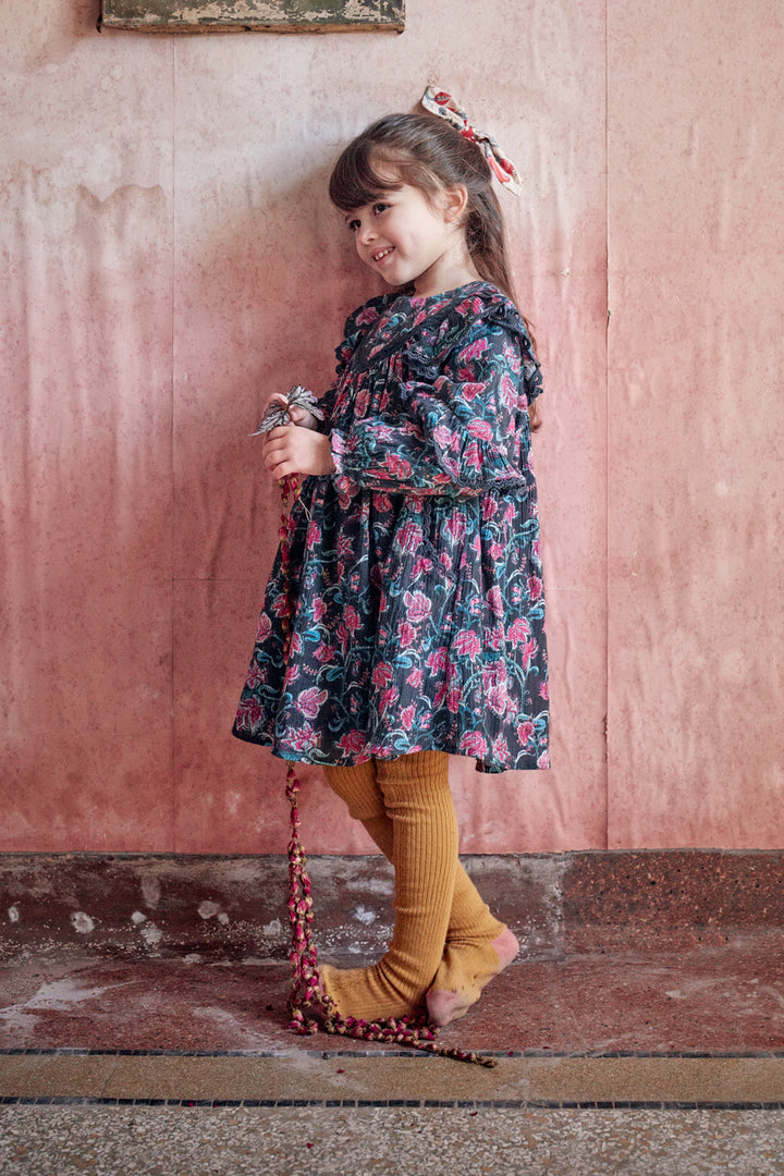 Girls Dress Louise Misha Lara Charcoal Wild Flowers – Mini Ruby