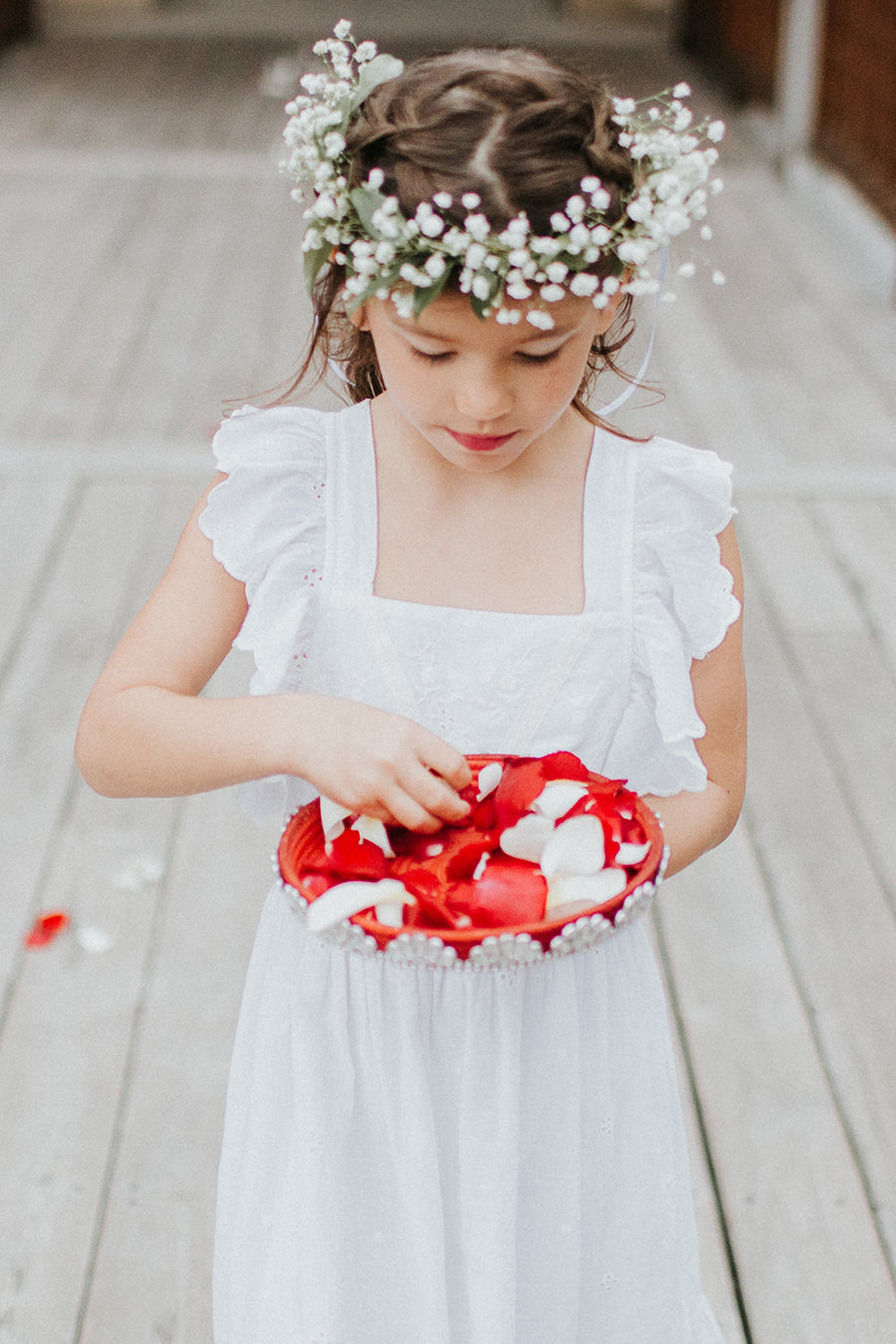 Nellystella Elina Girls Dress - White Cross Stitch