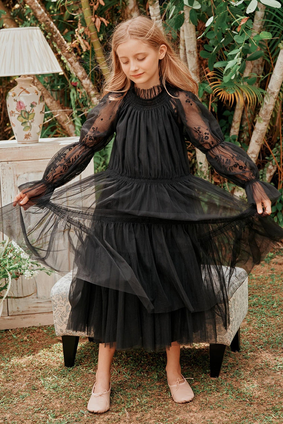 Flower Girls Dress Nellystella Esther Black Side