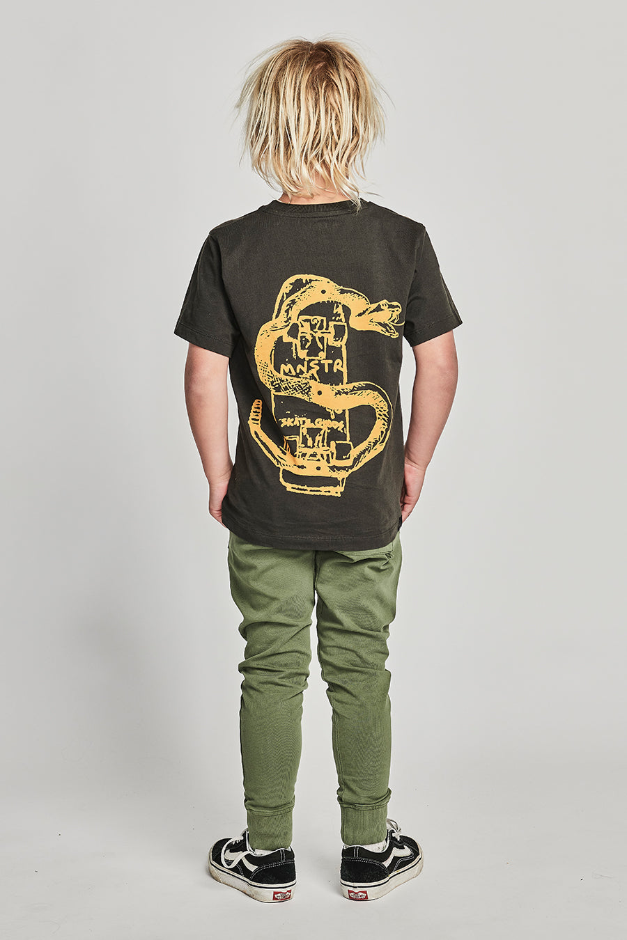 Boys Pants Munster Kids Feet Up Washed Dark Olive
