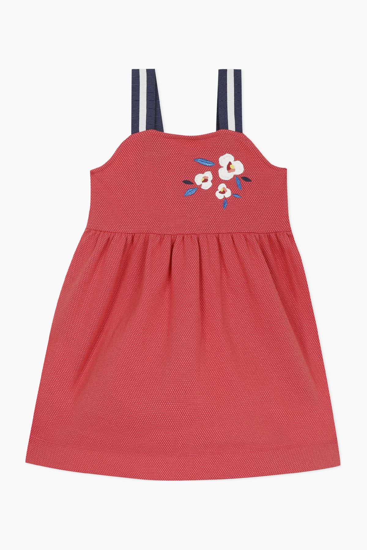 Jean Bourget Floral Embroidered Girls Dress – Mini Ruby