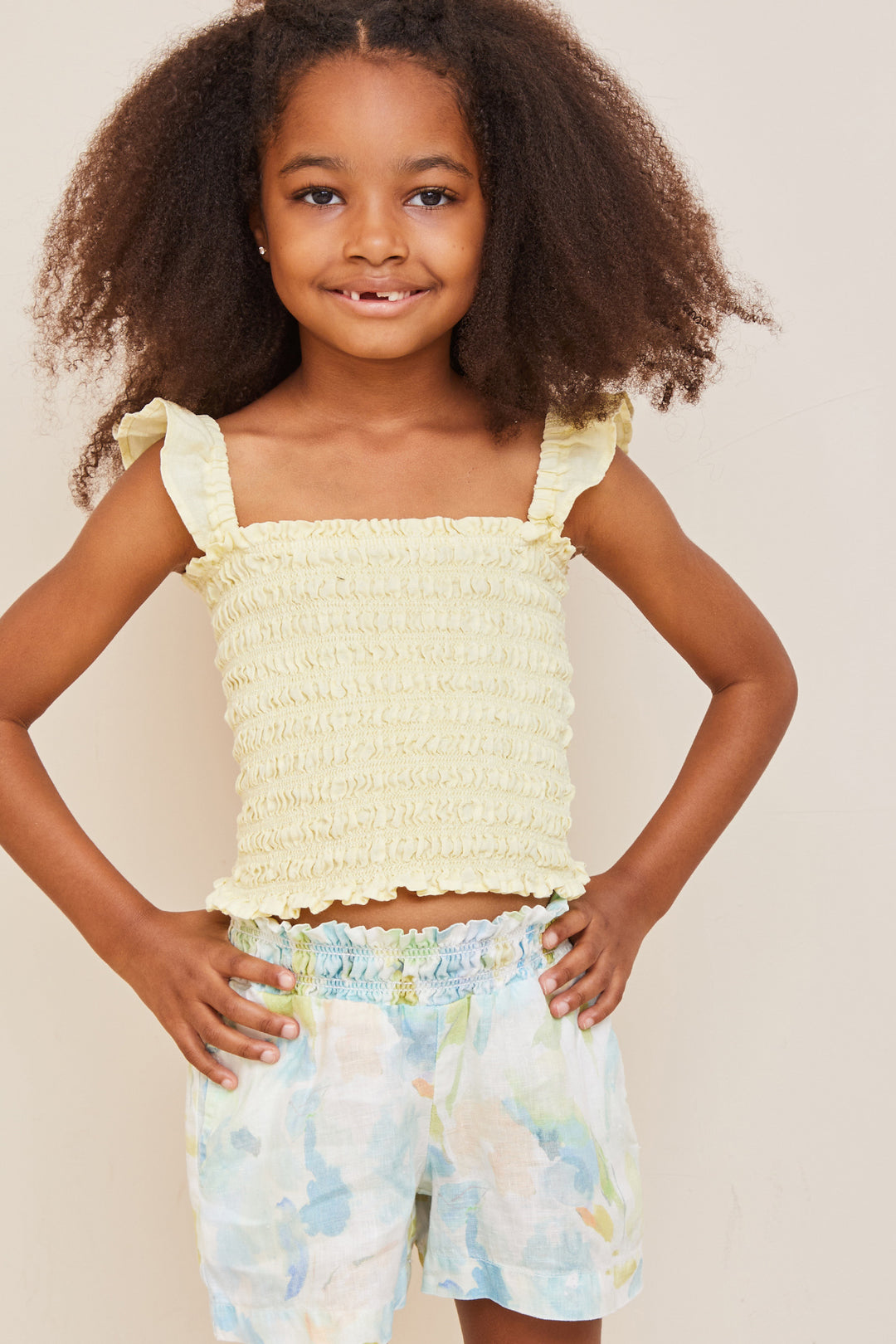 Girls Shorts Bella Dahl Floral Linen Mini Ruby