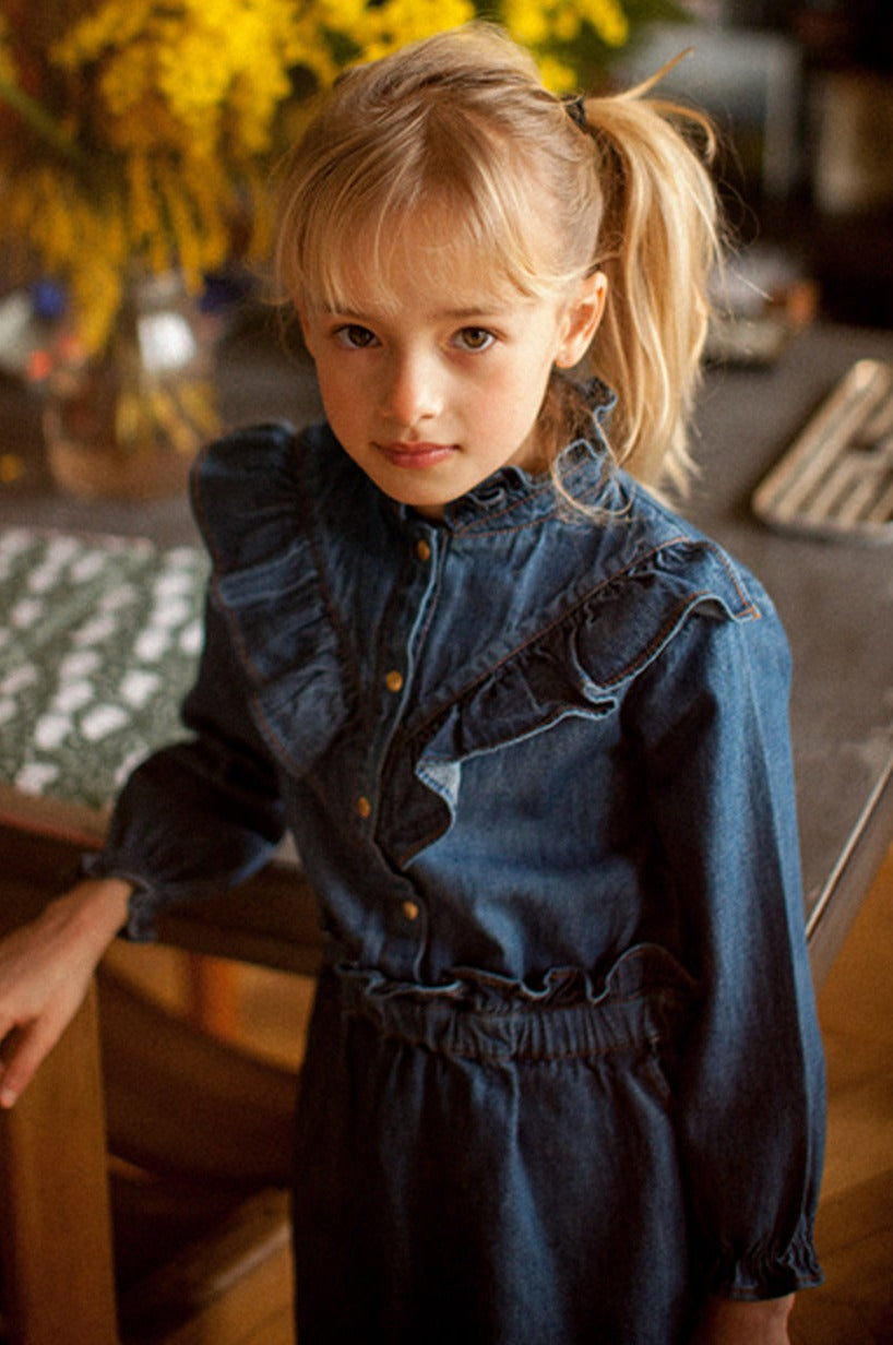 louise louise denim dress Louis Louise Folk Dress 8Y / Blue