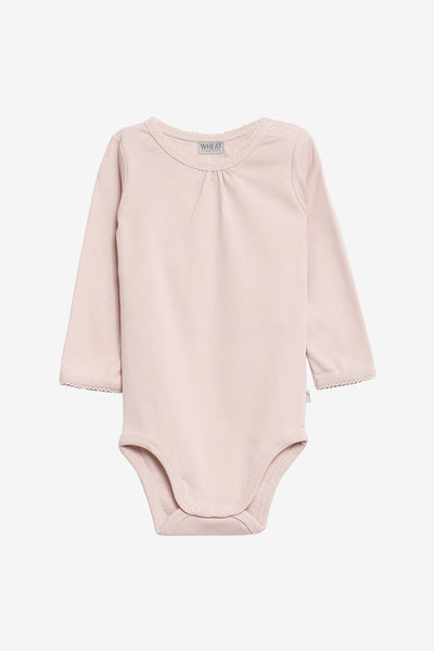 Baby Onesie Wheat Long Sleeve - Powder Pink