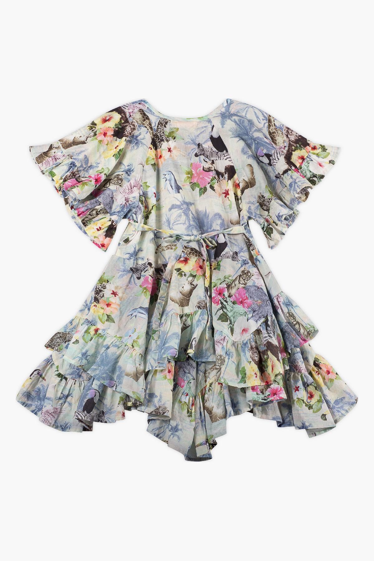 Hawaiian Print Ruffle Gown main image 1